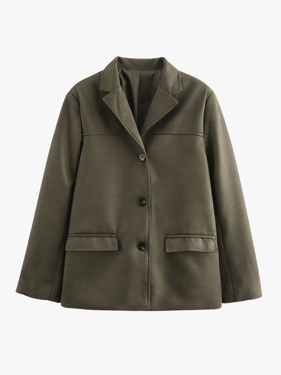 Blazer Femme | Aspect Suédé Doux Et Chic | Coupe Droite Intemporelle | Parfait Pour Le Bureau Ou Les Sorties