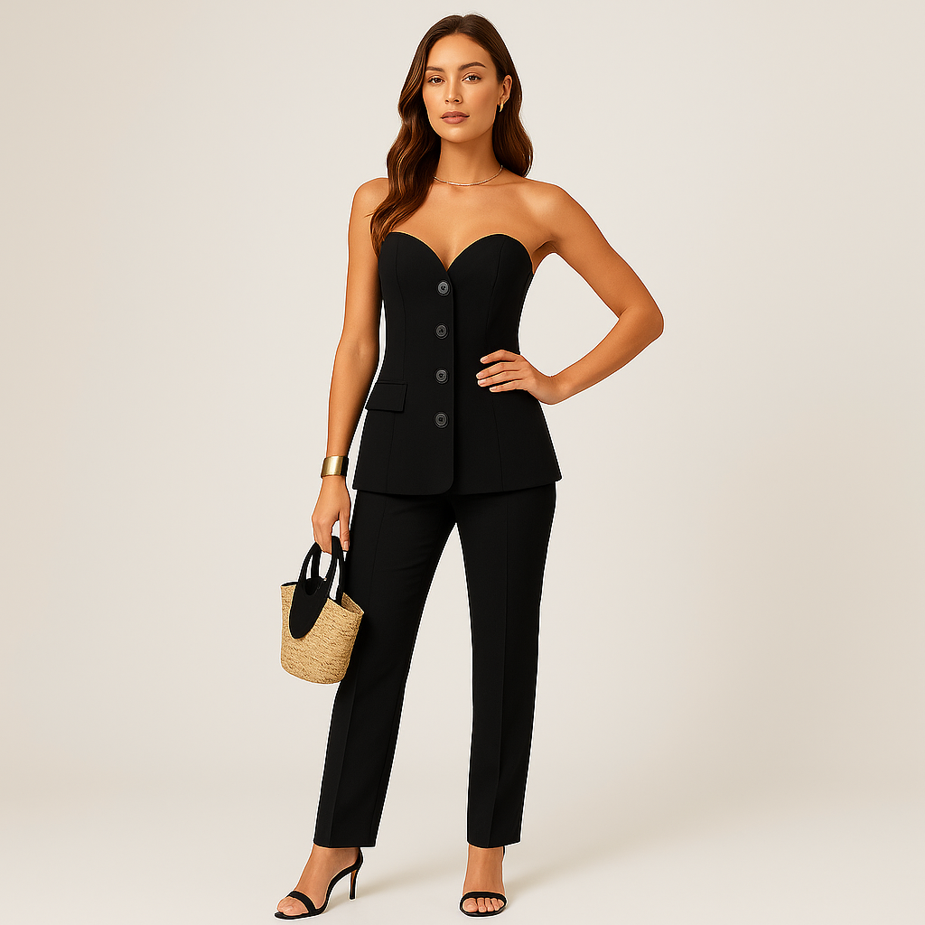 Tailleur Sans Manches | Bustier Structuré & Pantalon | Élégance Moderne