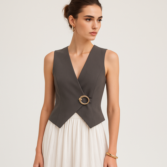 Gilet Tailleur Croisé à Boucle