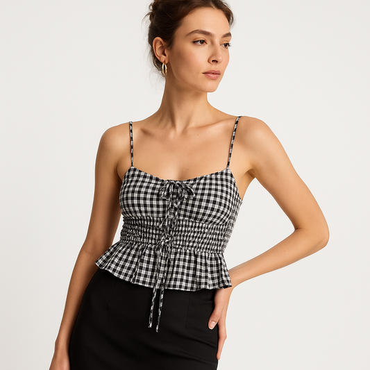 Top Vichy à Bretelles et Fronces