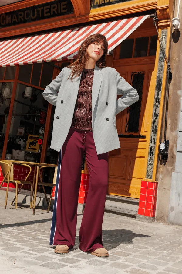 Blazer Rayé Avec Capuche Intégrée