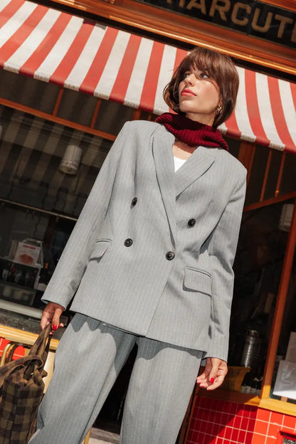 Blazer Rayé Avec Capuche Intégrée