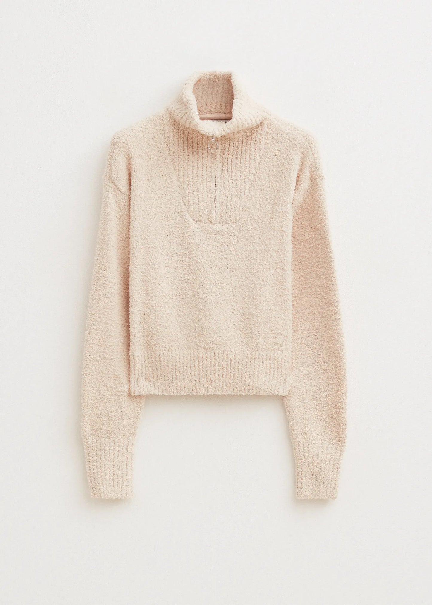 Pull Zippé en Maille Bouclée