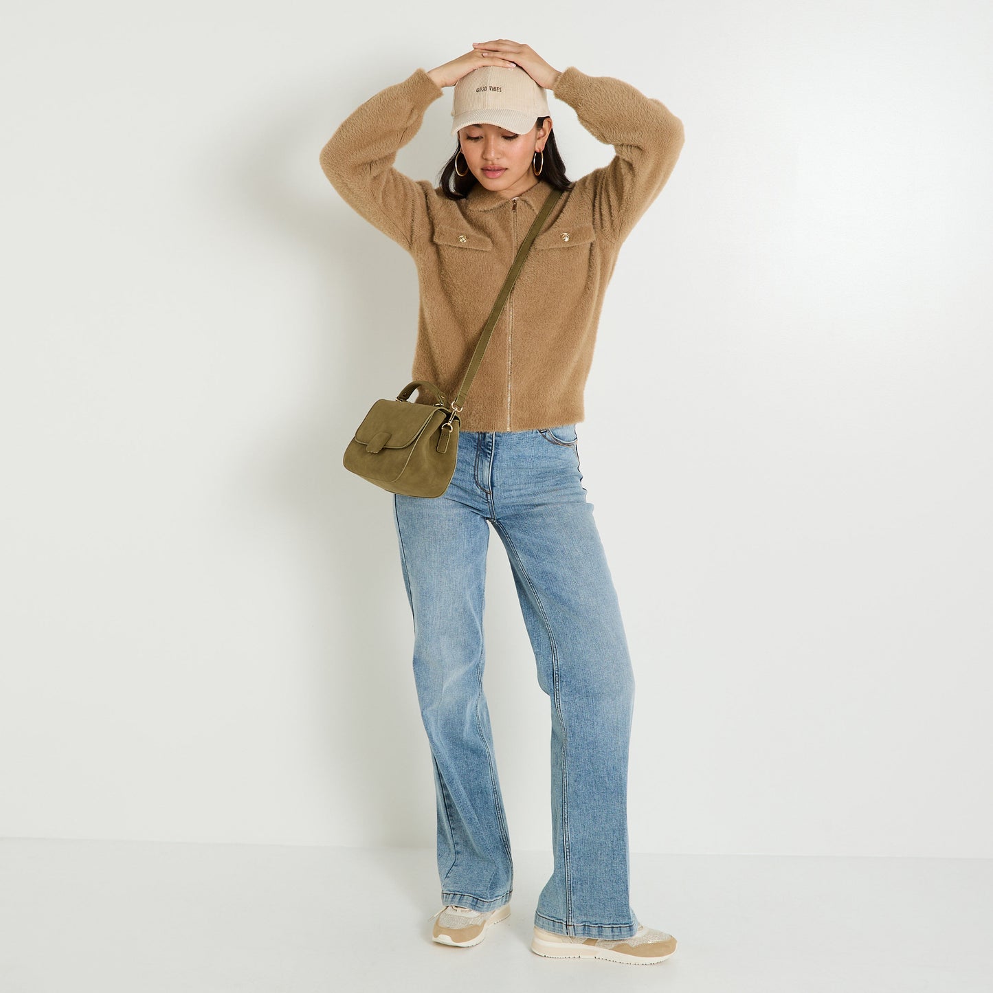 Veste Zippée Effet Duveteux