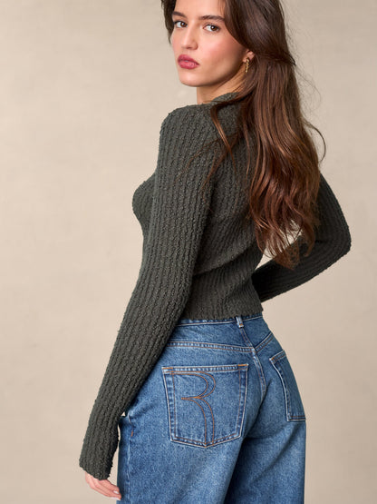 Cardigan Court | Gris Côtelé Ajusté | Chic Et Minimaliste | Pour Les Journées Décontractées