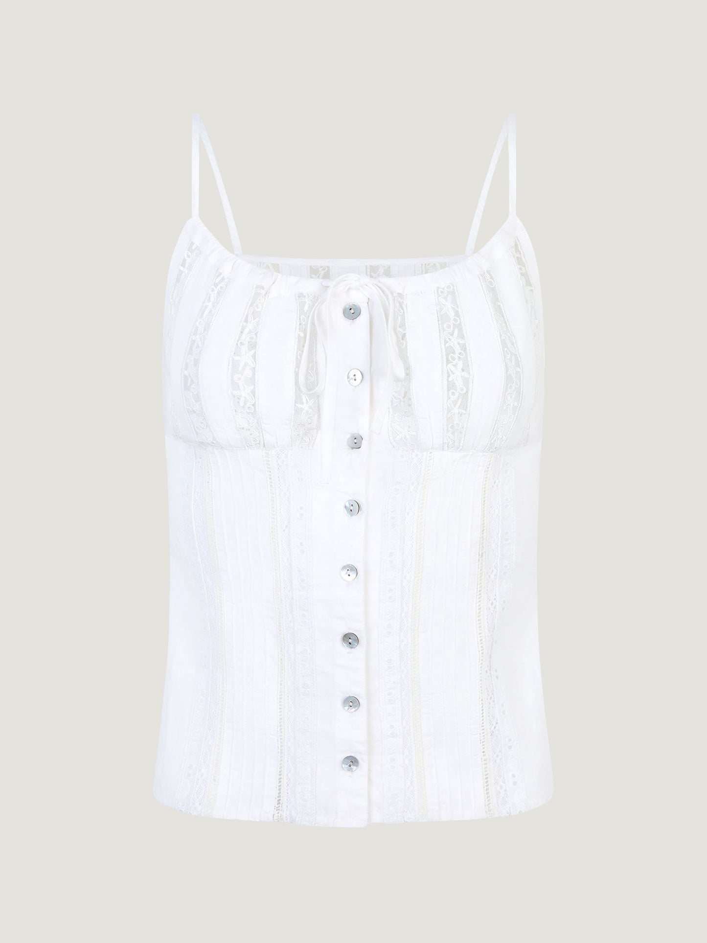 Top Blanc | Détails Ajourés Et Bretelles Fines | Élégant Et Féminin | Idéal Pour L’Été Et Les Soirées
