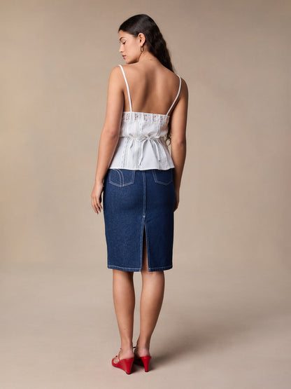 Top Blanc | Détails Ajourés Et Bretelles Fines | Élégant Et Féminin | Idéal Pour L’Été Et Les Soirées