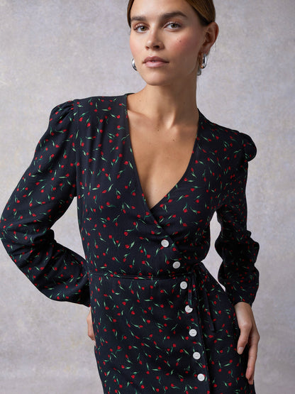 Robe Portefeuille A Pois | Moderne & Chic | Dîners & Sorties En Ville