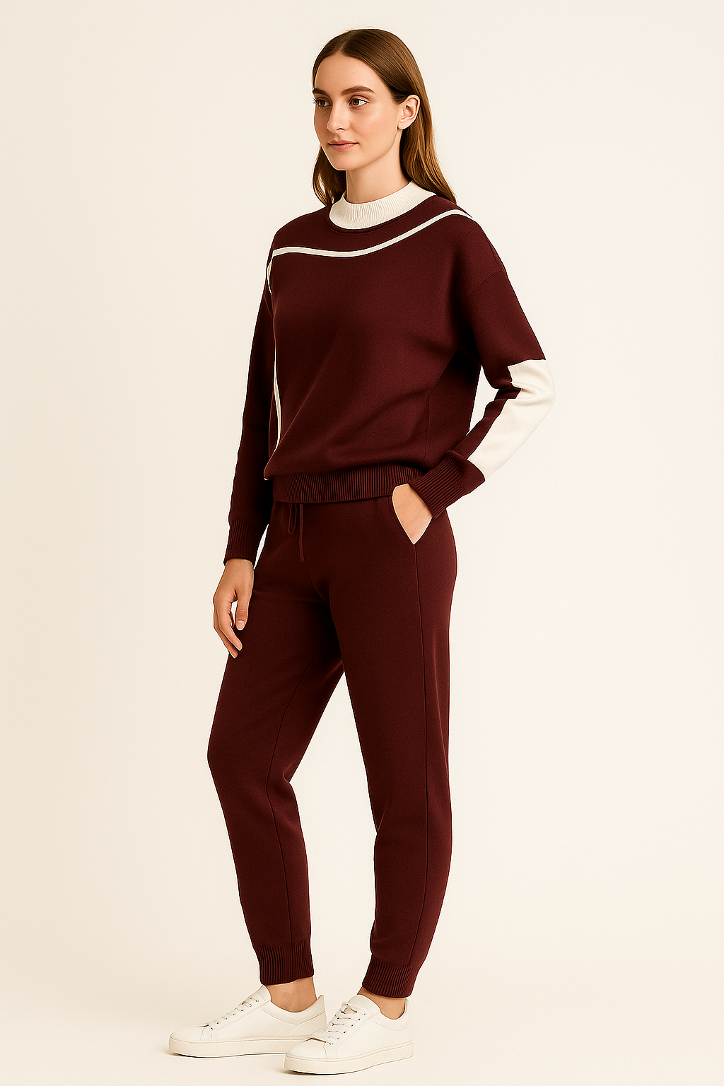 Ensemble Femme | Jogging Confortable Et Stylé | Détails Contrastés | Parfait Pour Les Moments Décontractés