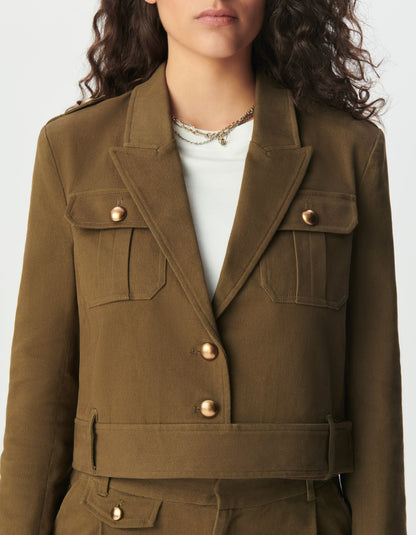 Veste Courte en Coton Structuré