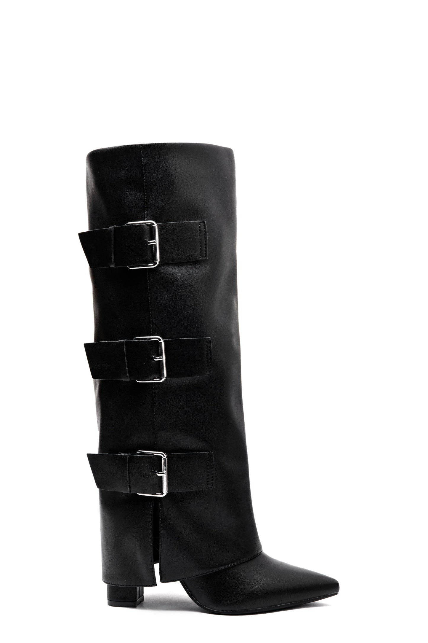 Bottes Hautes Femme | Cuir Végan Avec Boucles | Idéales Pour Un Look Structuré Et Tendance En Hiver