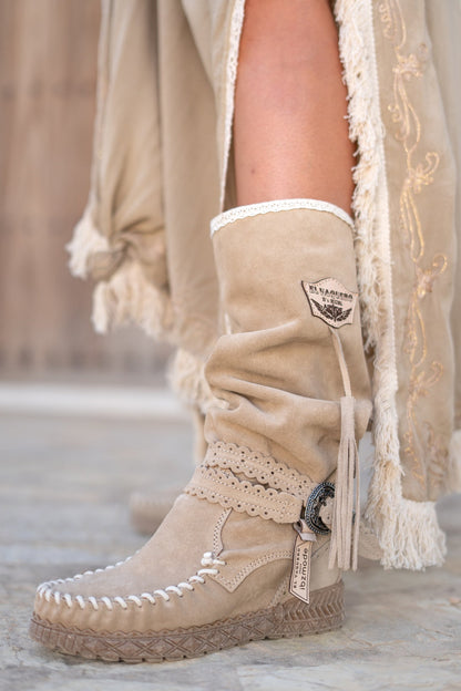 Bottes Femme | Style Bohème Mocassin | Parfaites pour Automne, Look Décontracté ou Festival