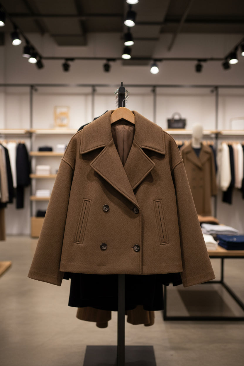Manteau court à double boutonnage – style moderne