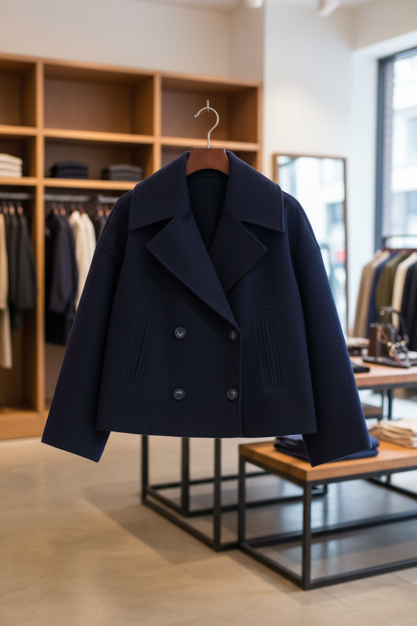 Manteau court à double boutonnage – style moderne