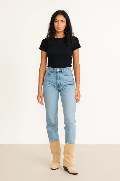 Bottes Femme | Suède Beige | Style Western | Talon Bas Confortable