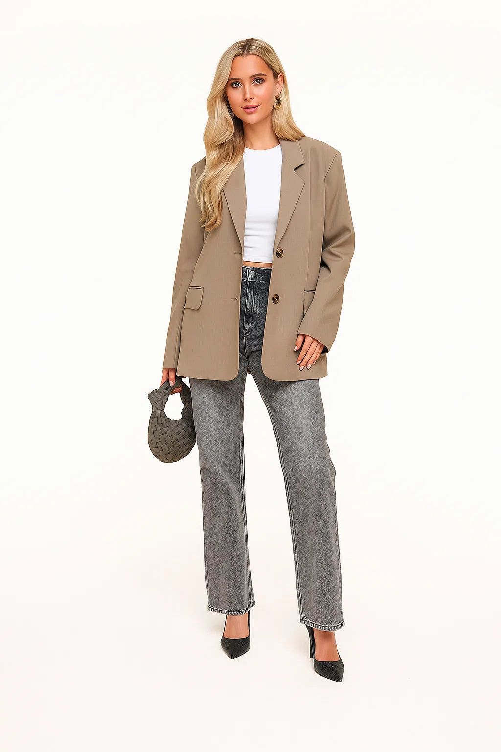 Blazer Femme | Beige | Coupe Oversize Élégante | Look Chic Décontracté