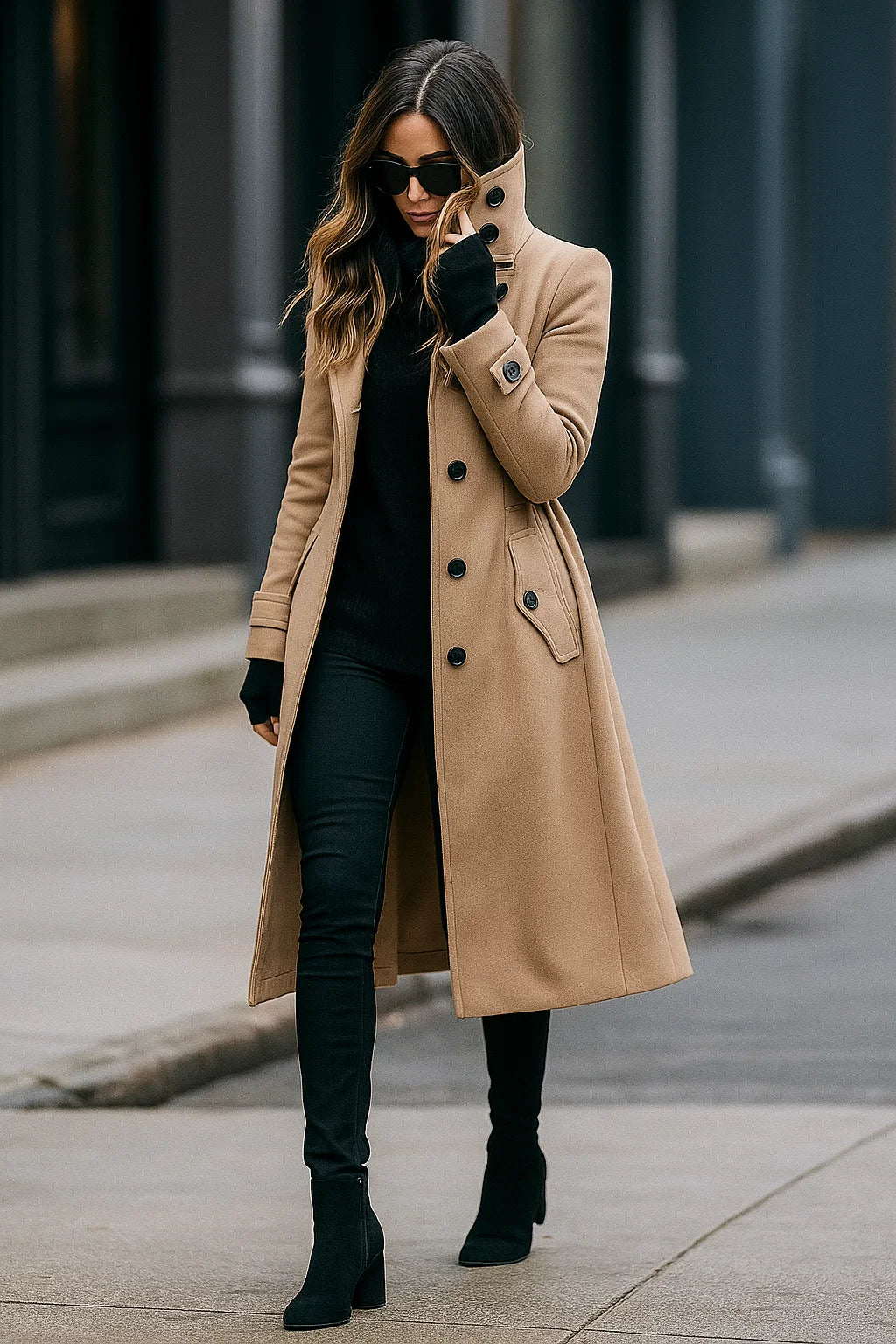 Manteau Femme | Long Et Cintré | Élégant Et Chaud | Parfait Pour l’automne Et l’hiver