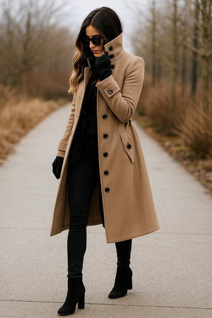 Manteau Femme | Long Et Cintré | Élégant Et Chaud | Parfait Pour l’automne Et l’hiver