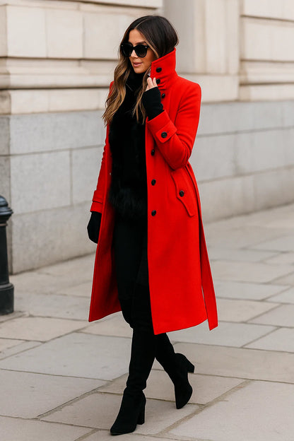 Manteau Femme | Long Et Cintré | Élégant Et Chaud | Parfait Pour l’automne Et l’hiver