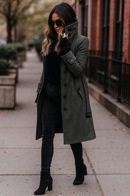 Manteau Femme | Long Et Cintré | Élégant Et Chaud | Parfait Pour l’automne Et l’hiver