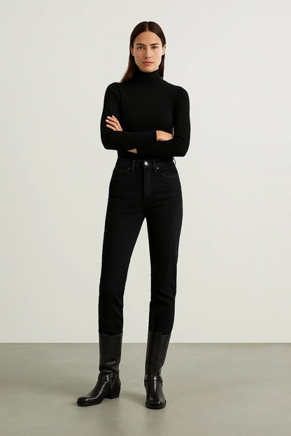 Bottes Biker Femme | Cuir Véritable Noir Et Anneau Métallique | Style Rock Chic Pour L’Hiver