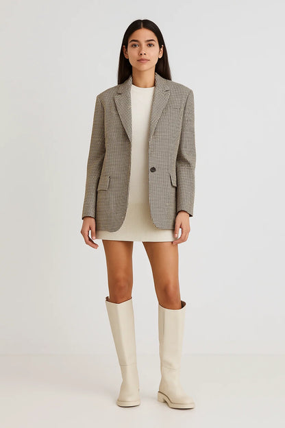 Bottes Hautes Femme | Cuir Véritable Écru Et Coupe Minimaliste | Élégantes Et Polyvalentes Pour L’Hiver