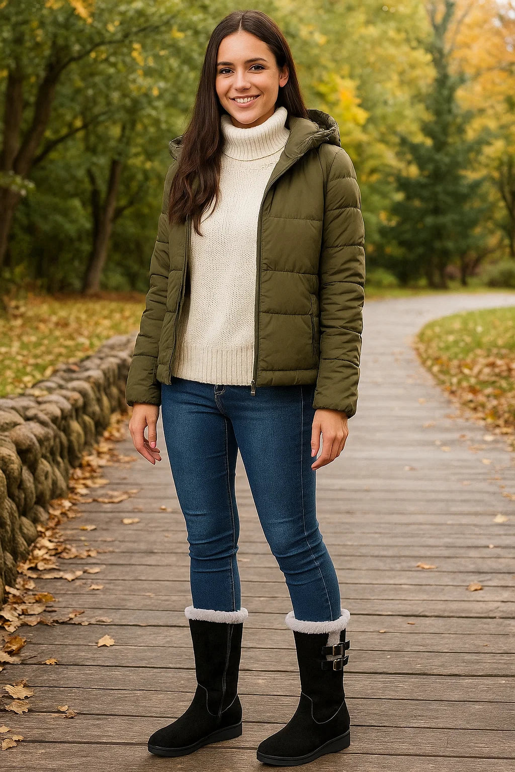 Bottes Femme | Mi-Mollet Fourrées | Chaudes Et Confortables | Pour L’Hiver Et Les Balades Extérieures