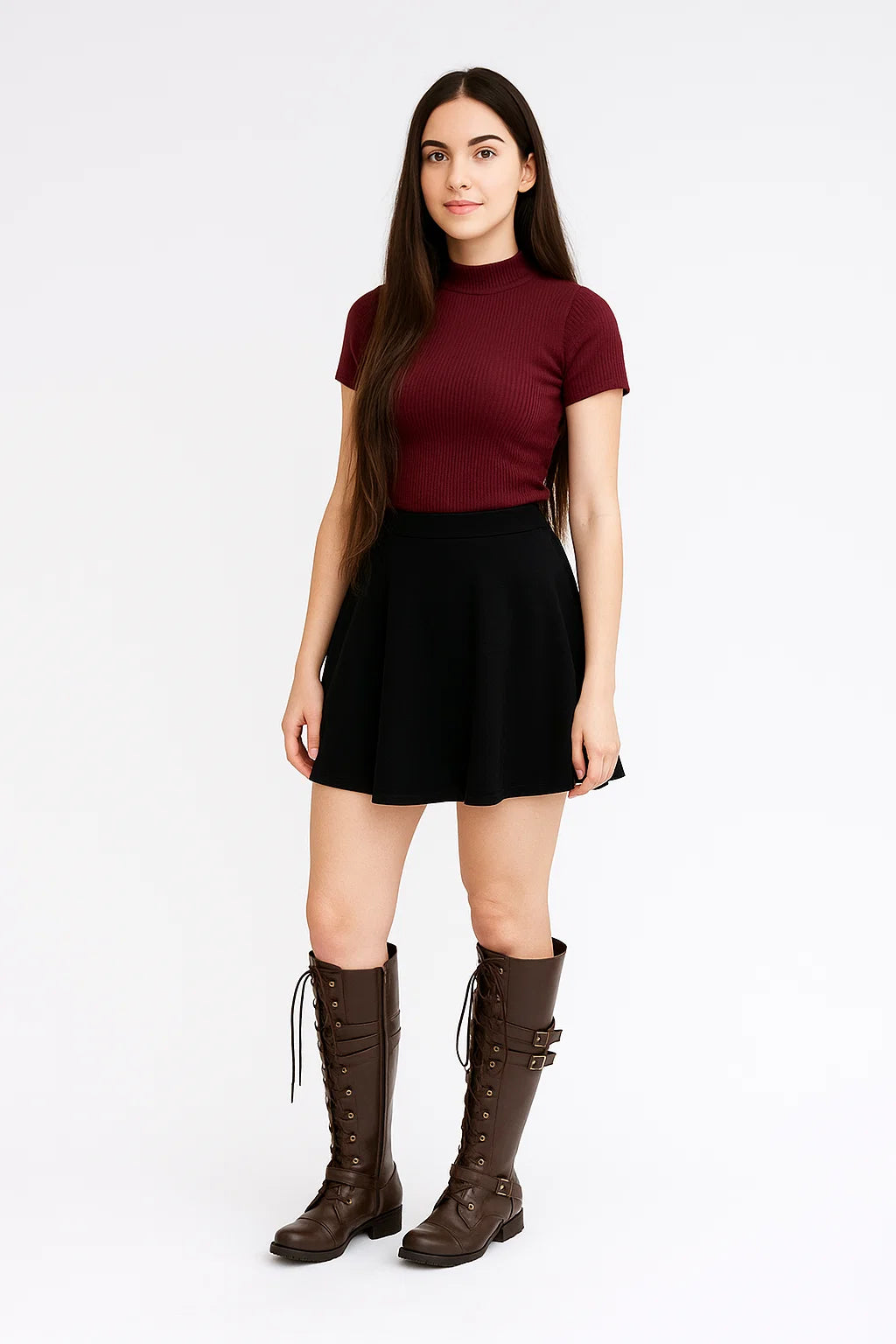 Bottes Hautes Femme | Cuir Synthétique PU | À Lacets Et Boucles | Pour Un Look Audacieux Et Urbain