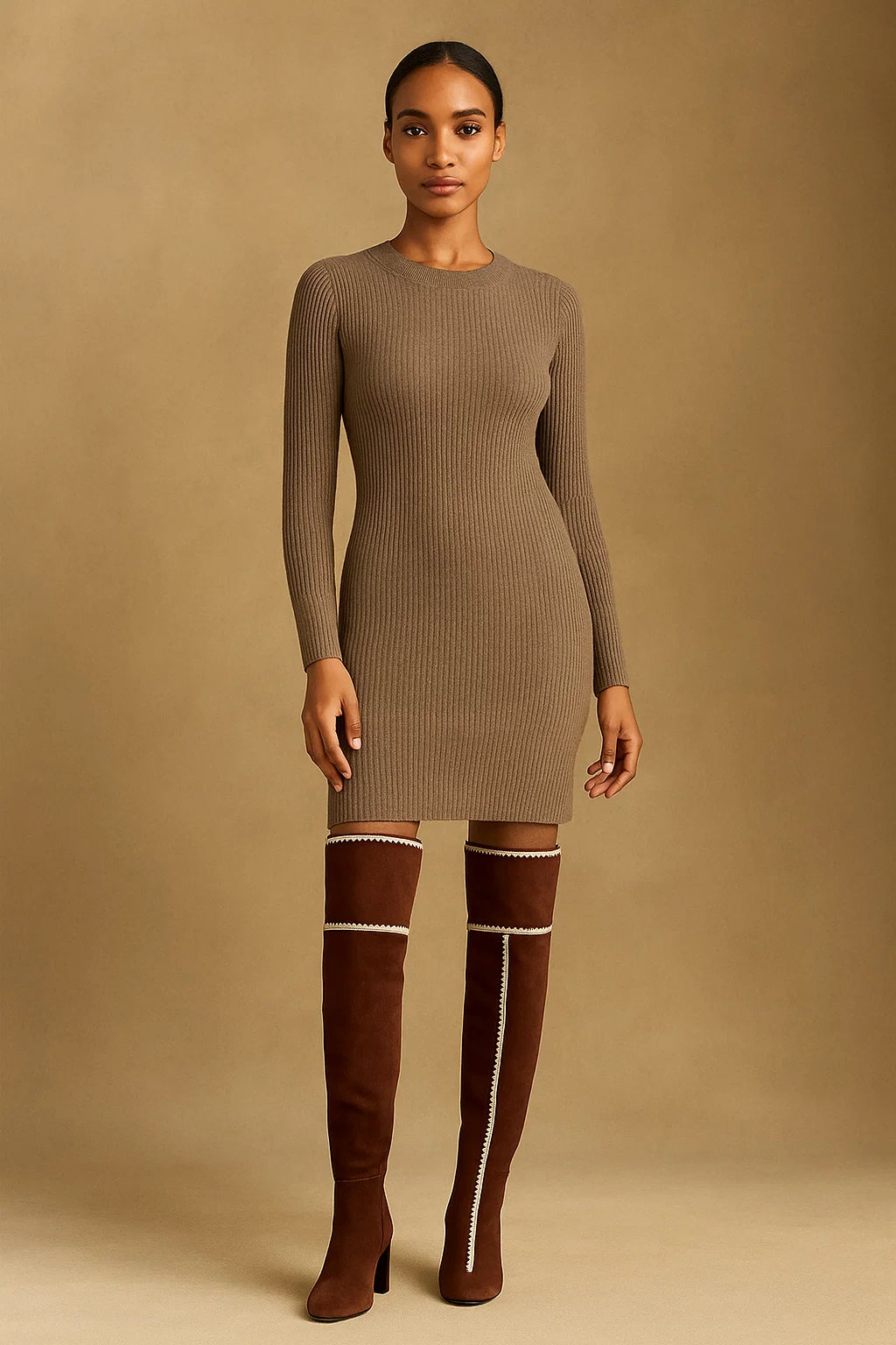 Bottes Femme | Cuissardes En Cuir Véritable | Élégantes Avec Détail Zigzag Contrasté