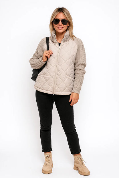 Manteau Matelassé à Manches en Maille