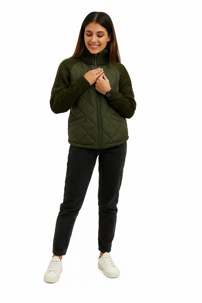 Manteau Matelassé à Manches en Maille