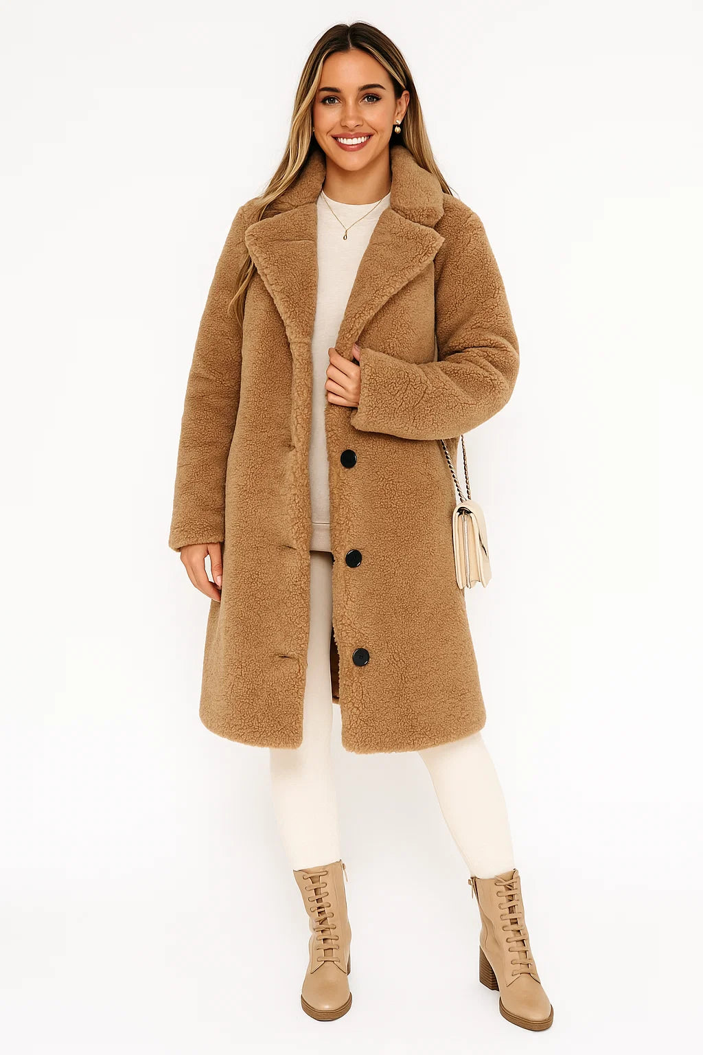 Manteau Long Effet Teddy