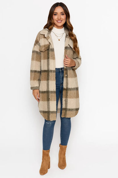 Manteau Sherpa à Carreaux