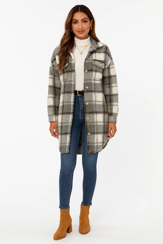 Manteau Sherpa à Carreaux