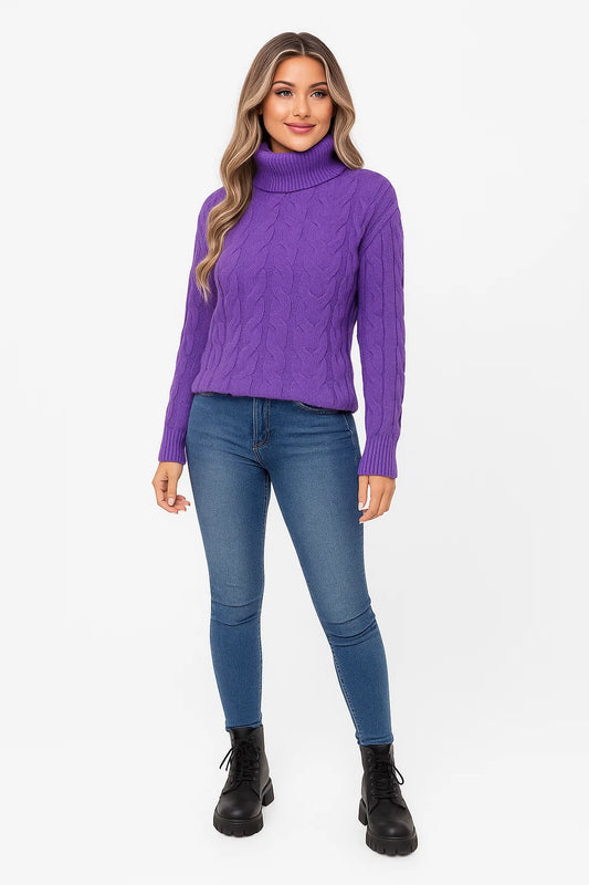 Pull Torsadé à Col Montant