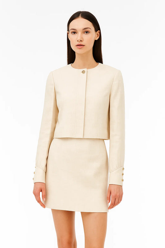 Veste Courte Minimaliste Structurée