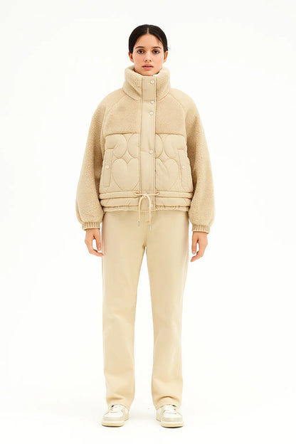 Manteau Matelassé à Cœurs Effet Teddy
