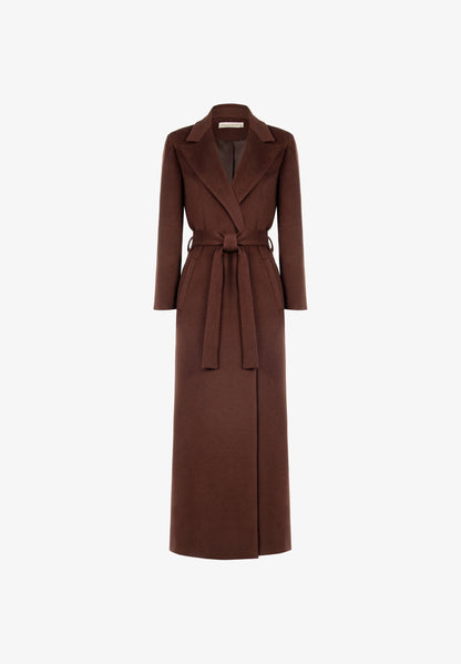 Manteau Long Ceinturé à Col Tailleur