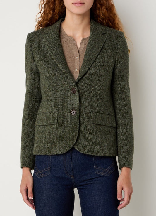 Blazer Femme En Laine Vierge | Motif Chevrons | Doublé Coton | Élégant Et Authentique Pour l’Hiver