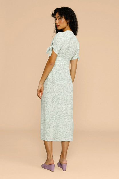 Robe Midi Vert Menthe A Imprimé Discret | Élégante & Aérienne | Printemps & Moments Doux | Tissu Léger