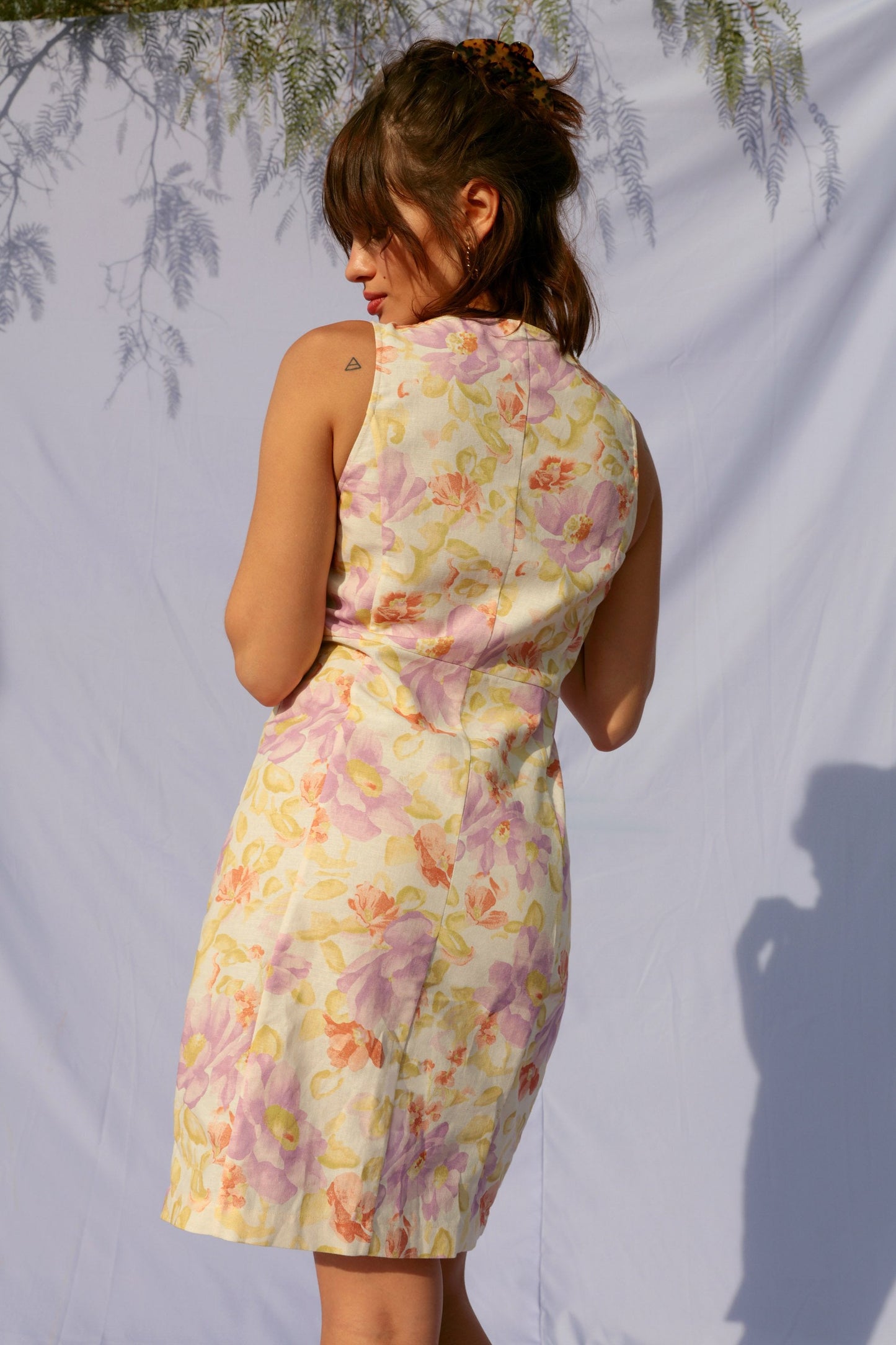 Robe Courte Fleurie Pastel | Fraîche & Lumineuse | Été & Vacances | Lin Léger