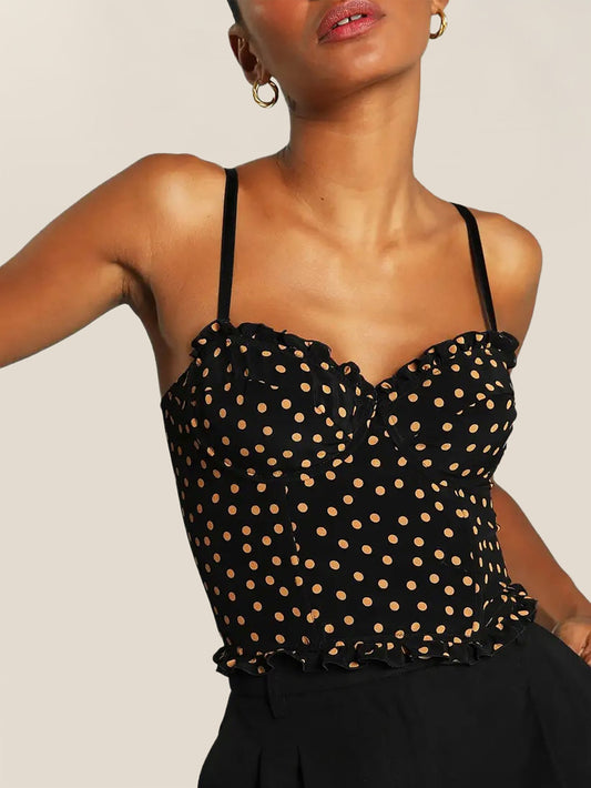 Caraco Noir | Pois Dorés Et Léger | Chic Et Féminin | Idéal Pour Les Soirées Et Dîners Élégants