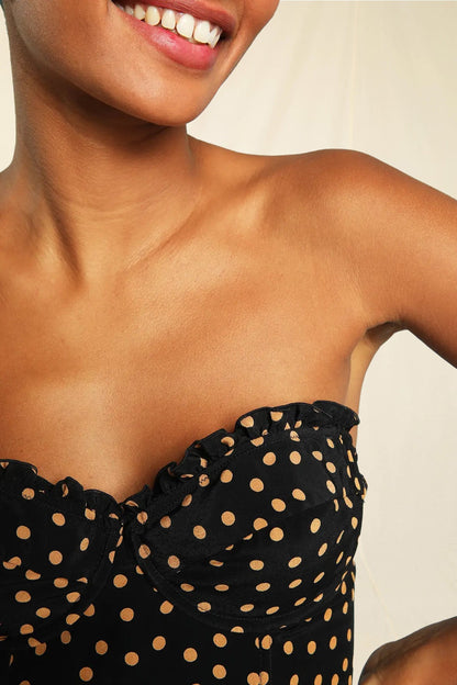 Caraco Noir | Pois Dorés Et Léger | Chic Et Féminin | Idéal Pour Les Soirées Et Dîners Élégants