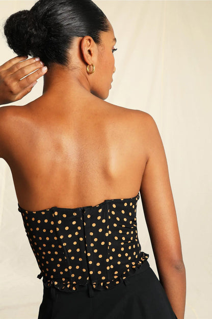 Caraco Noir | Pois Dorés Et Léger | Chic Et Féminin | Idéal Pour Les Soirées Et Dîners Élégants